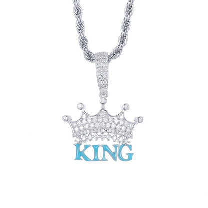 S925 Moissanite Crown Pendant With Glowing King