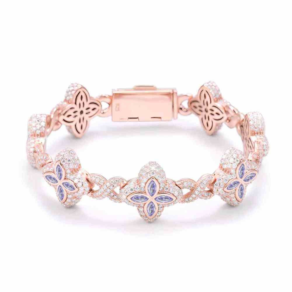 20mm S925 Moissanite Four Leaf Clover Infinity Link Bracelet