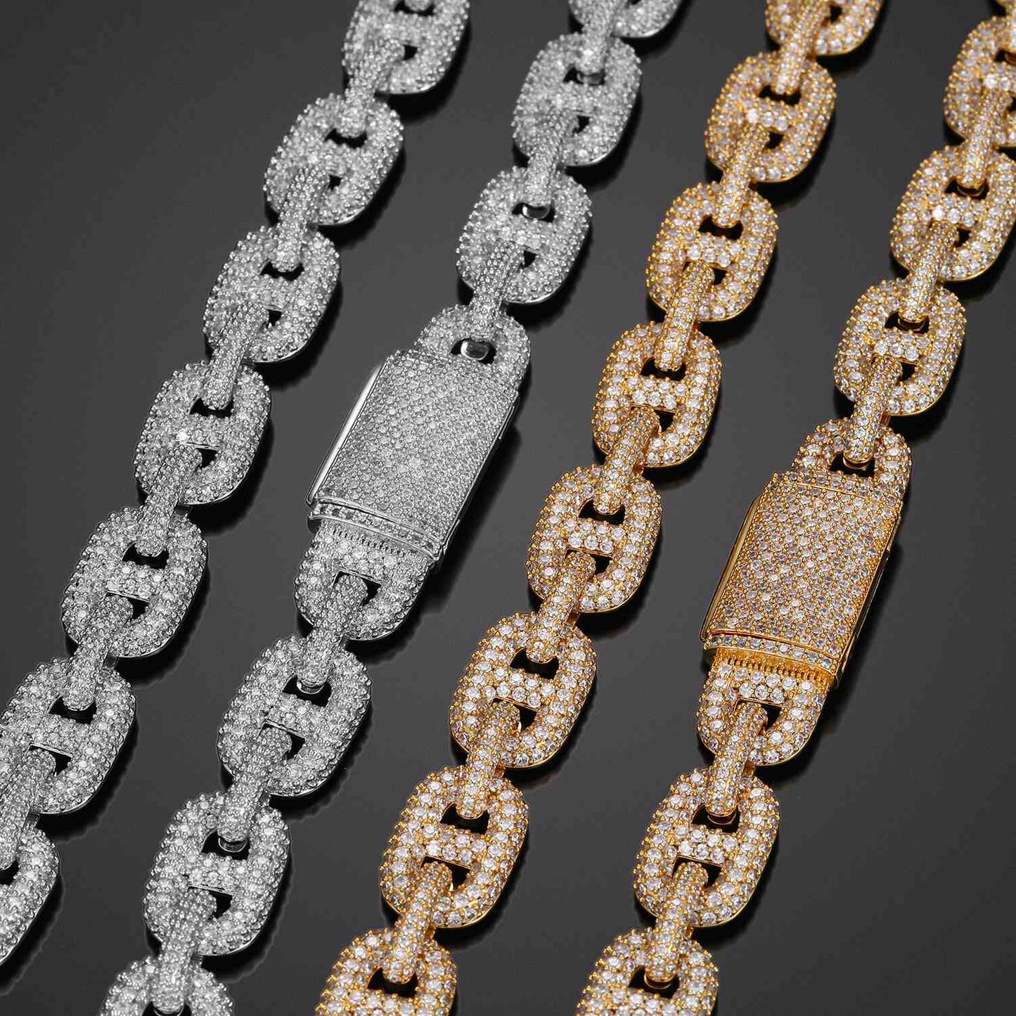 14mm Micro Pave CZ Diamond Valentina Link Chain