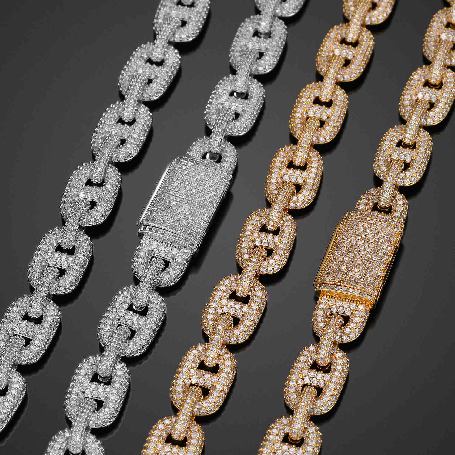 14mm Micro Pave CZ Diamond Valentina Link Chain