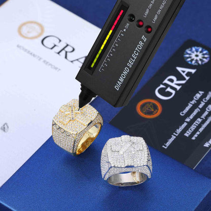 S925 Moisanite Cross Signet Ring