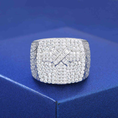 S925 Moisanite Cross Signet Ring