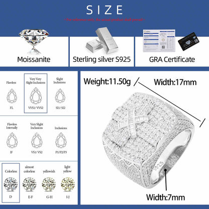 S925 Moisanite Cross Signet Ring