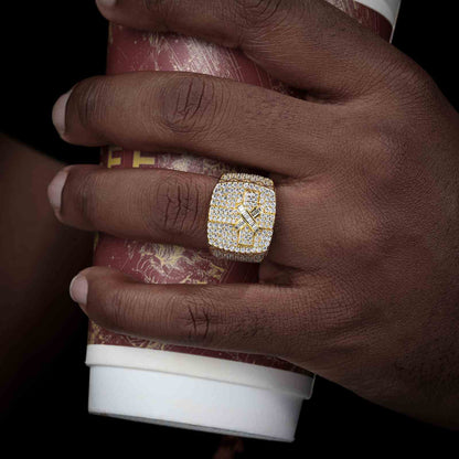 S925 Moisanite Cross Signet Ring