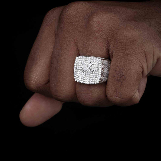 S925 Moisanite Cross Signet Ring