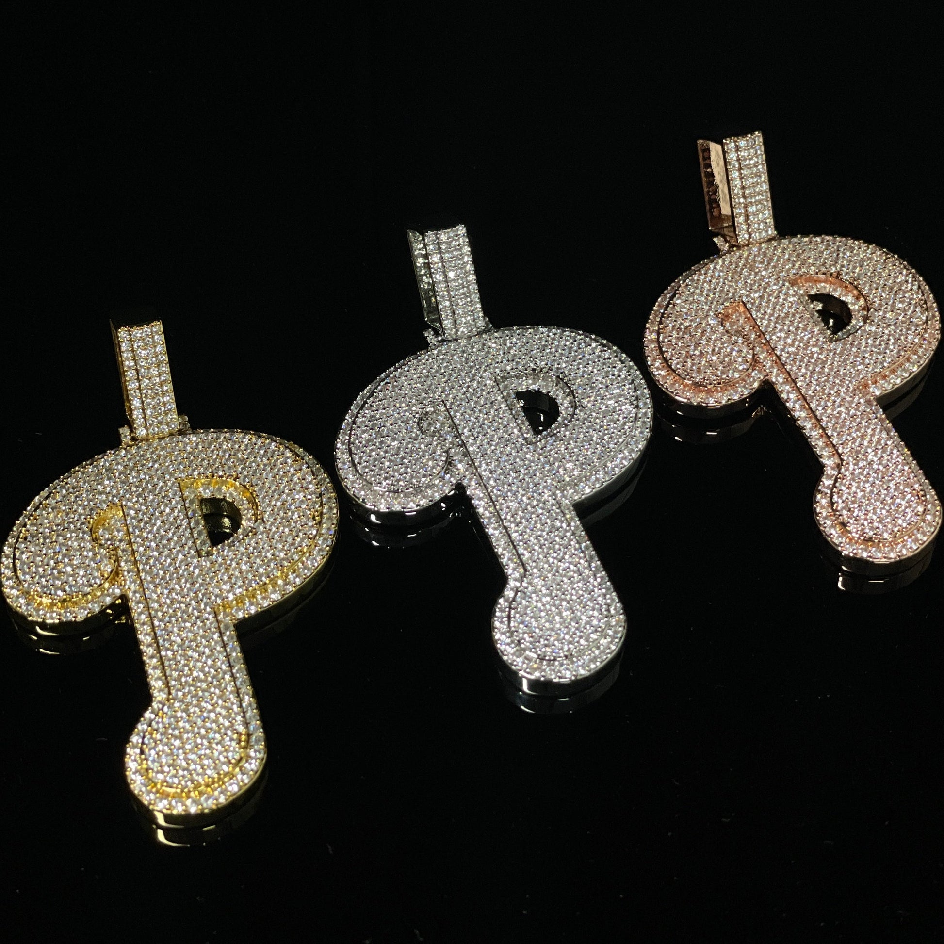 S925 Moissanite Sparkle Letter "P" Pendant