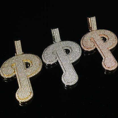 S925 Moissanite Sparkle Letter "P" Pendant
