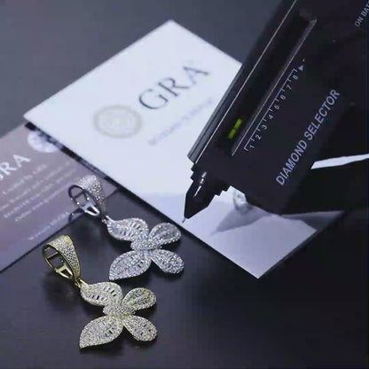 S925 Baguette Moissanite Butterfly Pendant