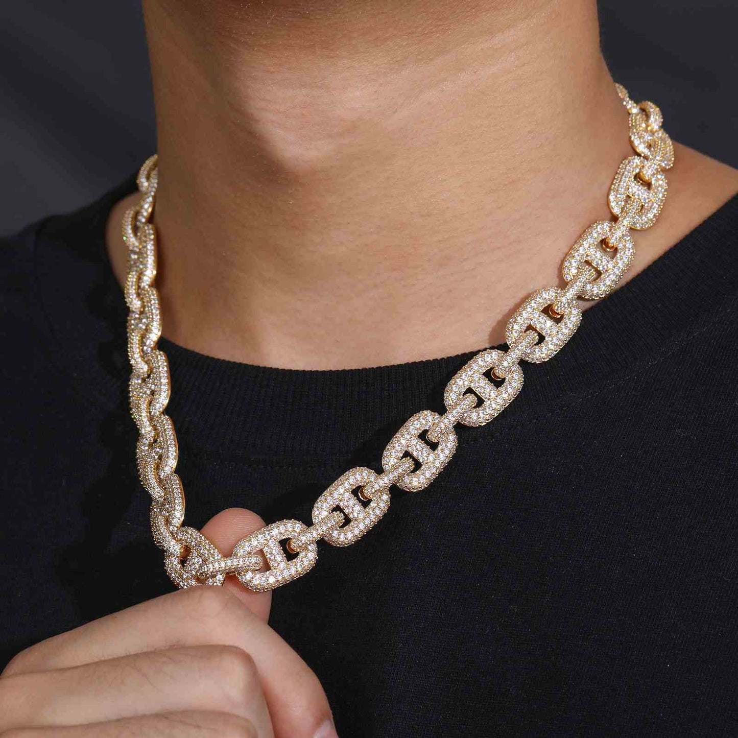 14mm Micro Pave CZ Diamond Valentina Link Chain