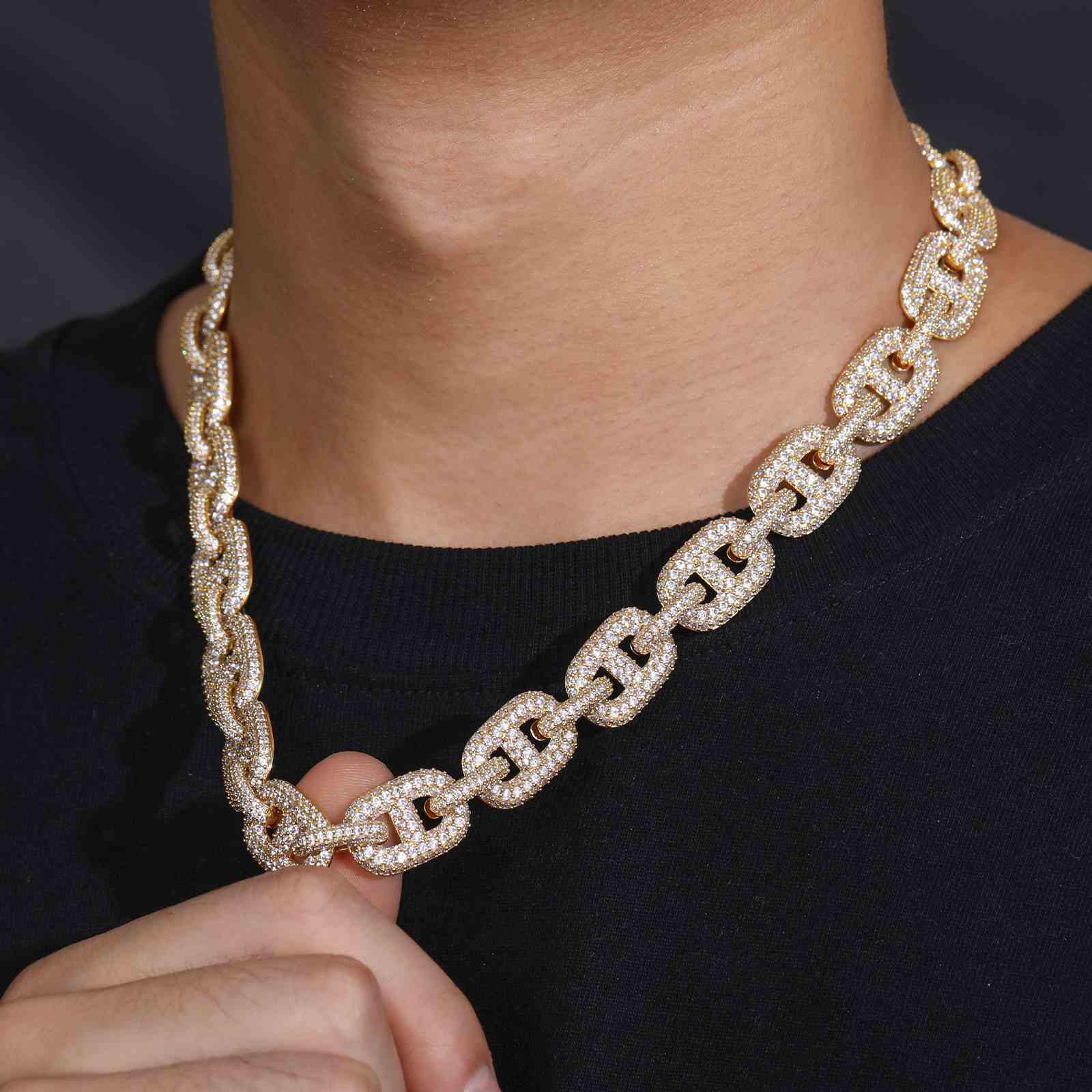 18.5mm S925 Moissanite Sun Moon Elf Ball Link Chain