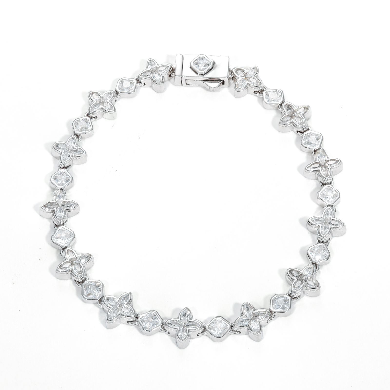 7mm S925 Moissanite Quadrangle Tennis Bracelet