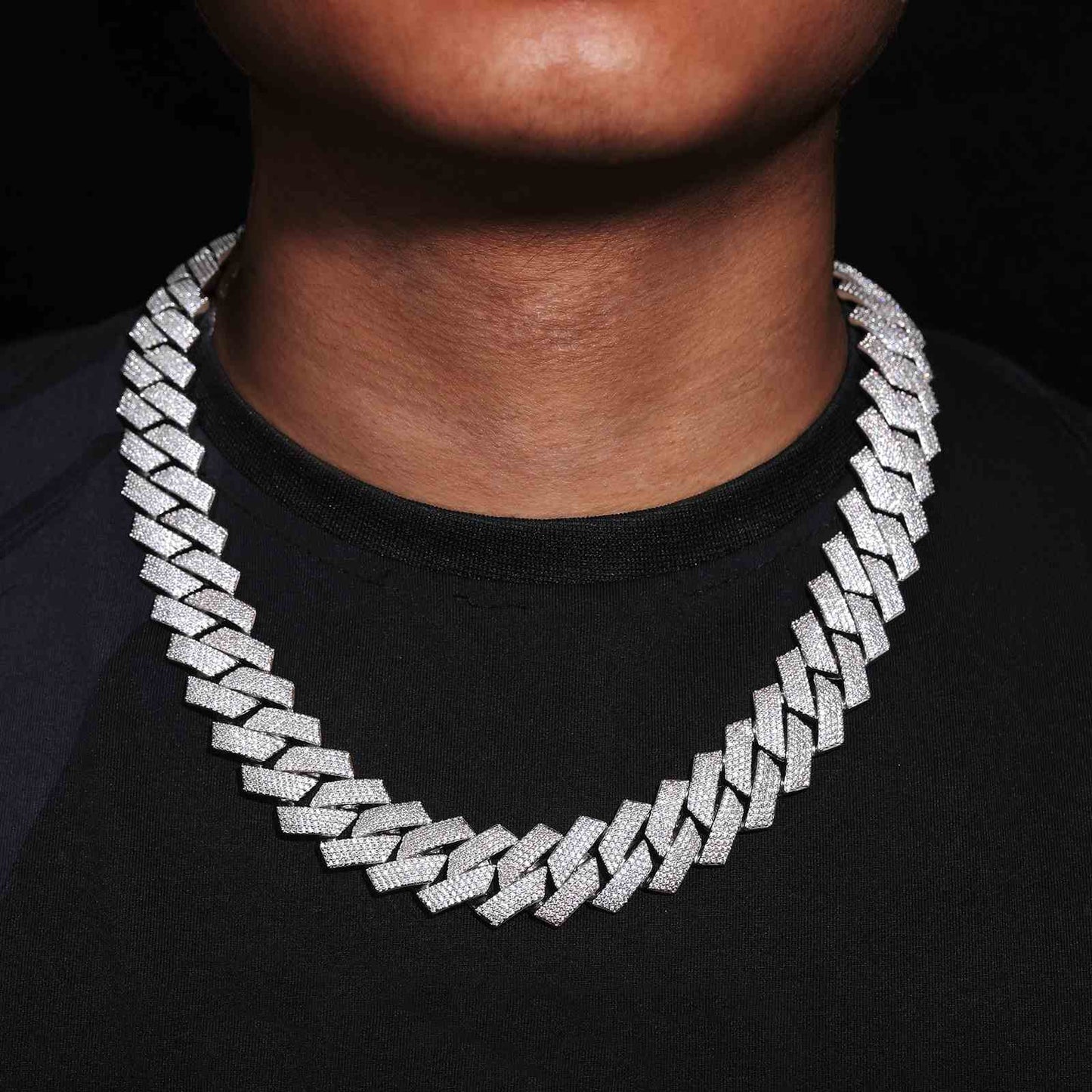 20mm Prong 4 Rows CZ Cuban Link Chain