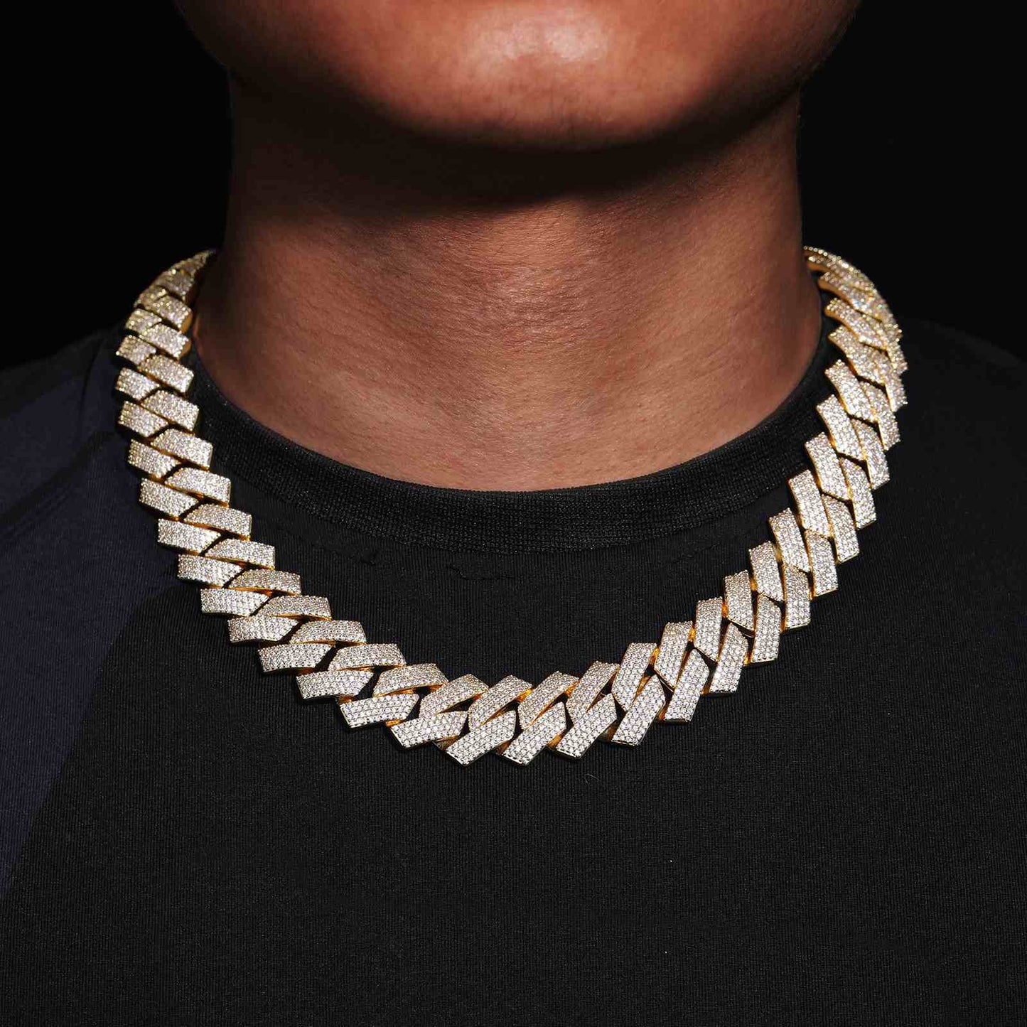 20mm Prong 4 Rows CZ Cuban Link Chain