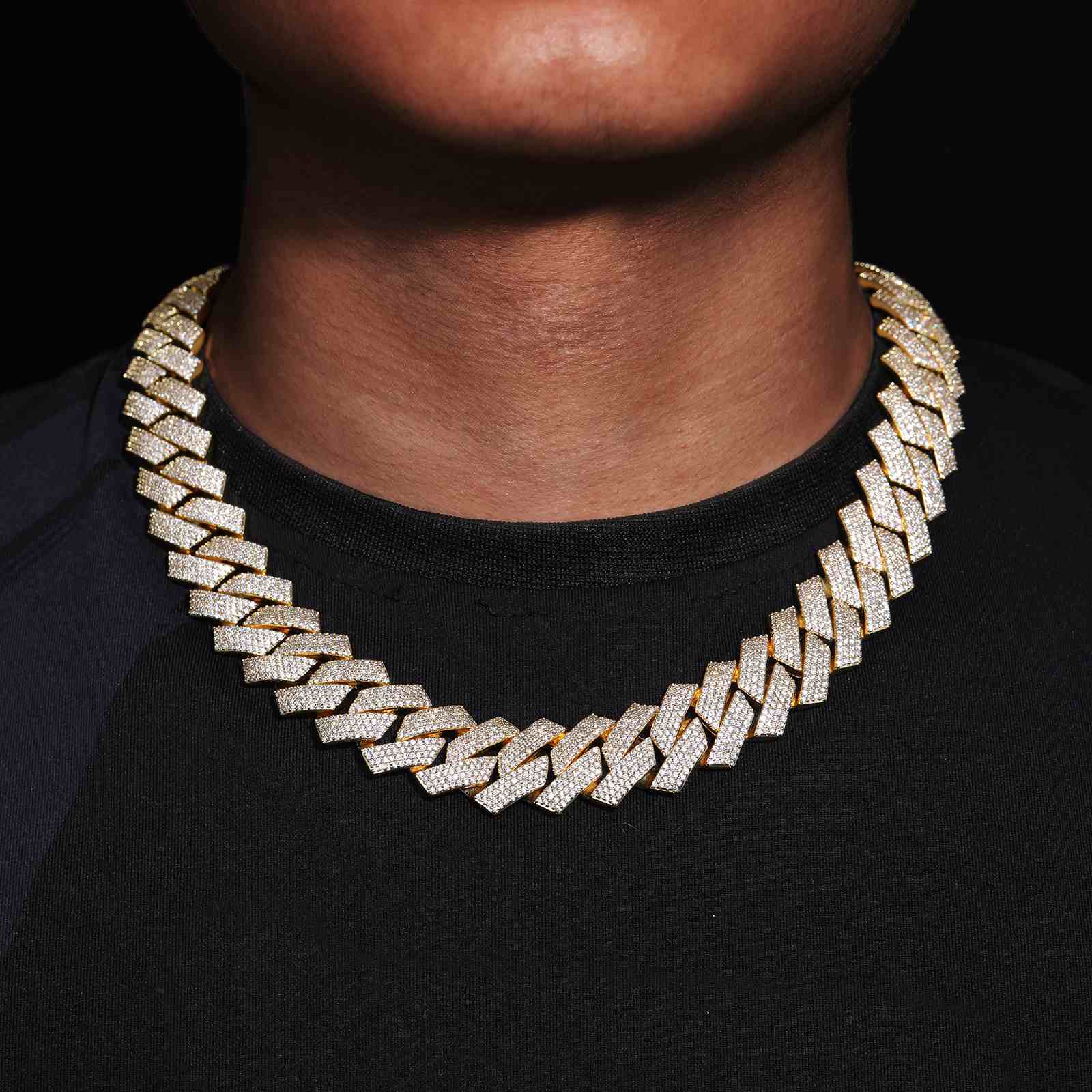 20mm Prong 4 Rows CZ Cuban Link Chain