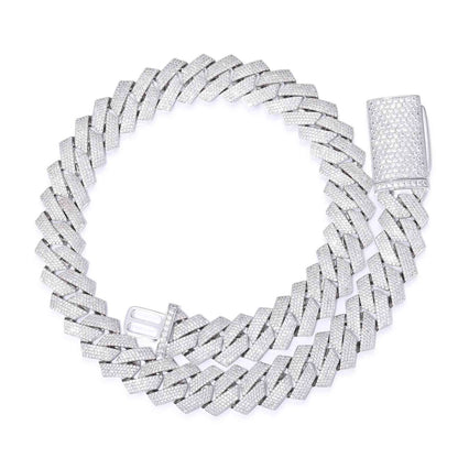 20mm Prong 4 Rows CZ Cuban Link Chain