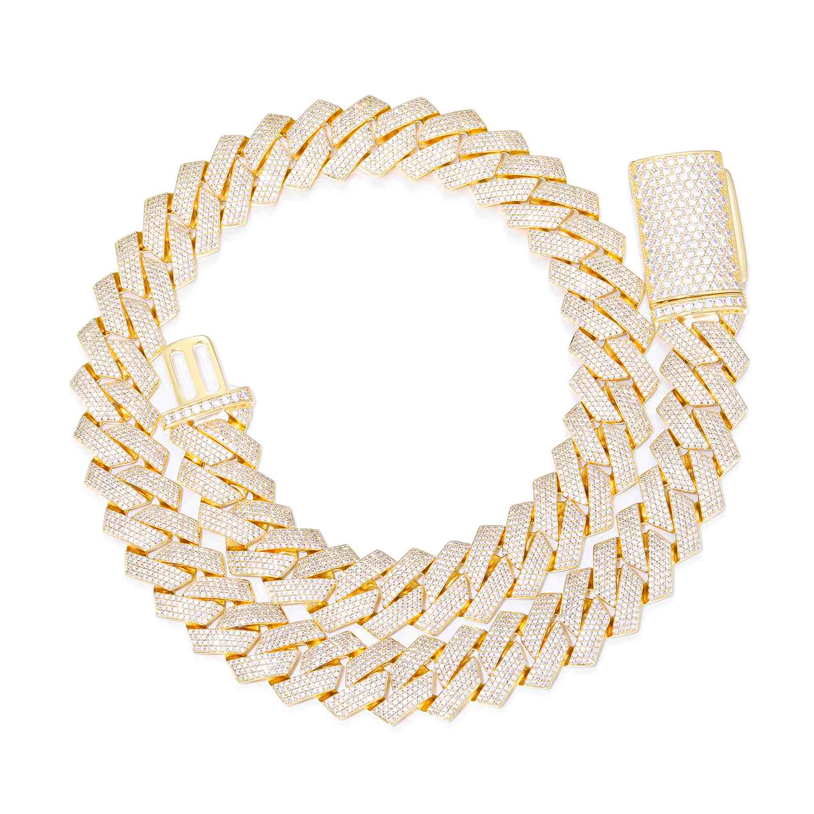 20mm Prong 4 Rows CZ Cuban Link Chain