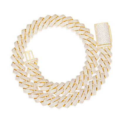 20mm Prong 4 Rows CZ Cuban Link Chain