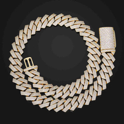 20mm Prong 4 Rows CZ Cuban Link Chain