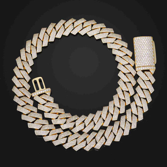 20mm Prong 4 Rows CZ Cuban Link Chain