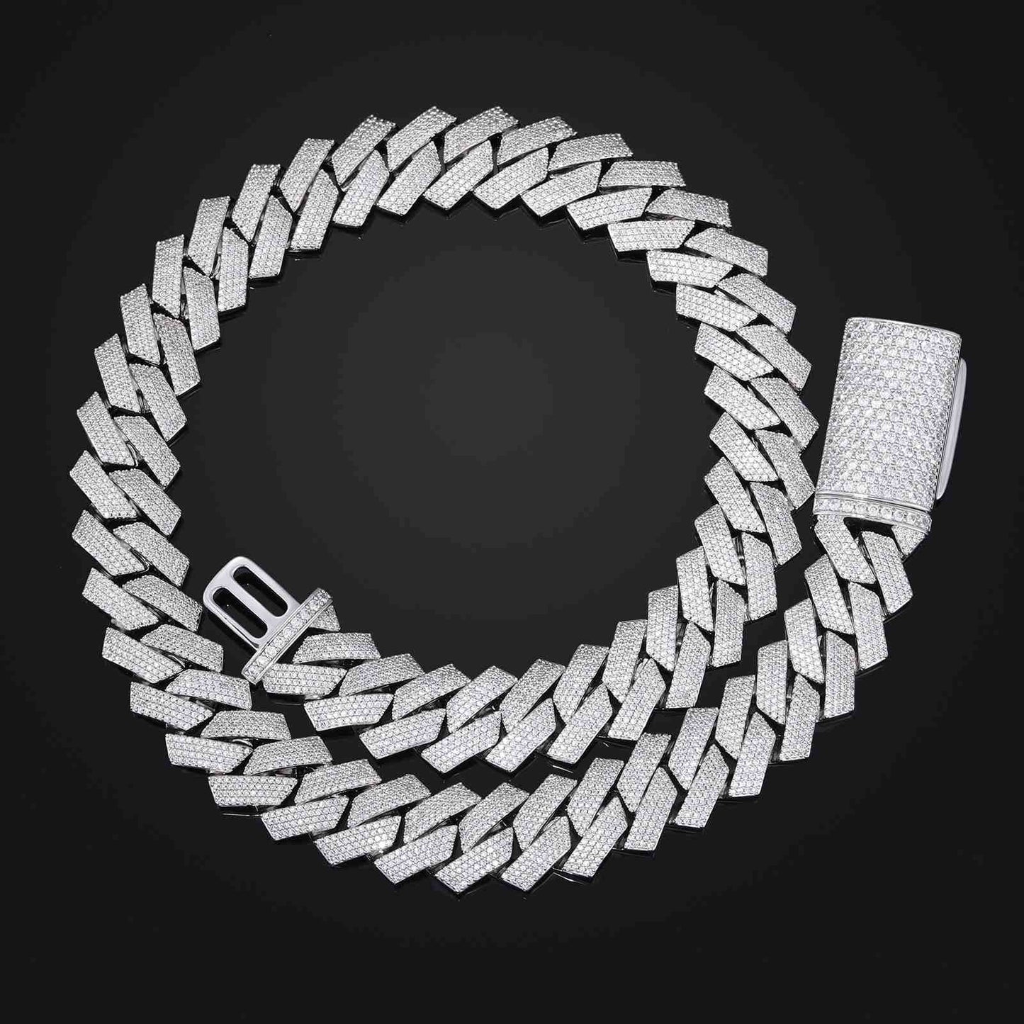 20mm Prong 4 Rows CZ Cuban Link Chain