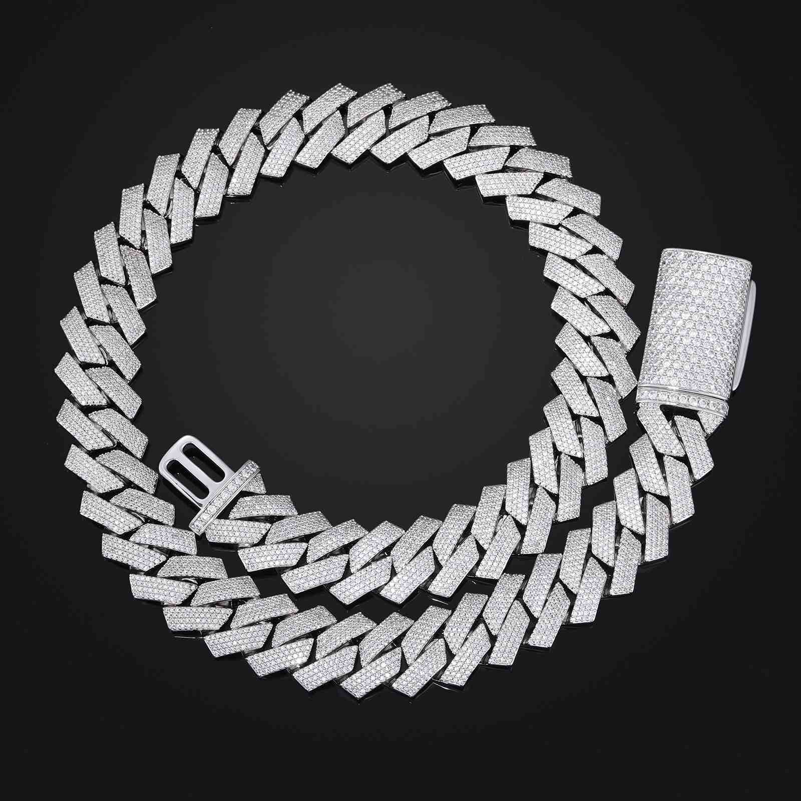 20mm Prong 4 Rows CZ Cuban Link Chain