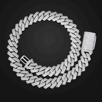 20mm Prong 4 Rows CZ Cuban Link Chain