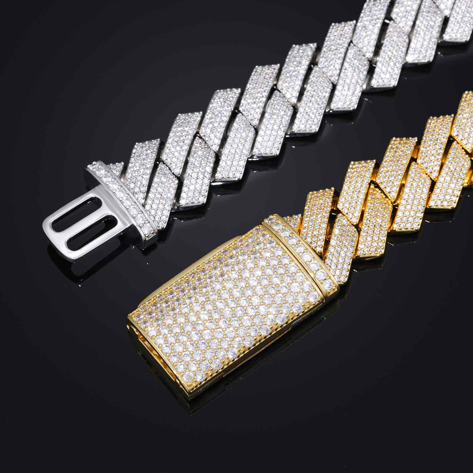 20mm Prong 4 Rows CZ Cuban Link Chain