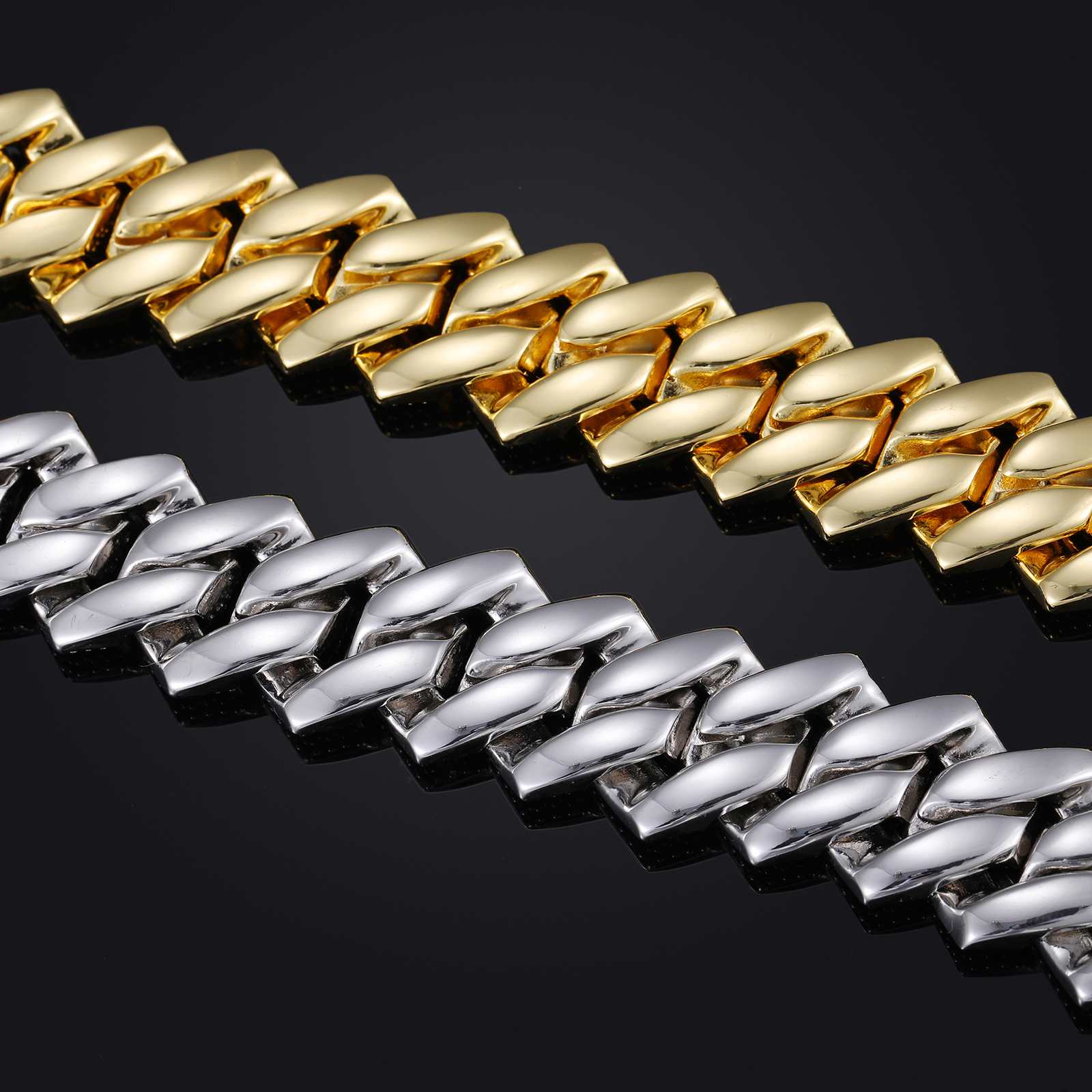 20mm Prong 4 Rows CZ Cuban Link Chain