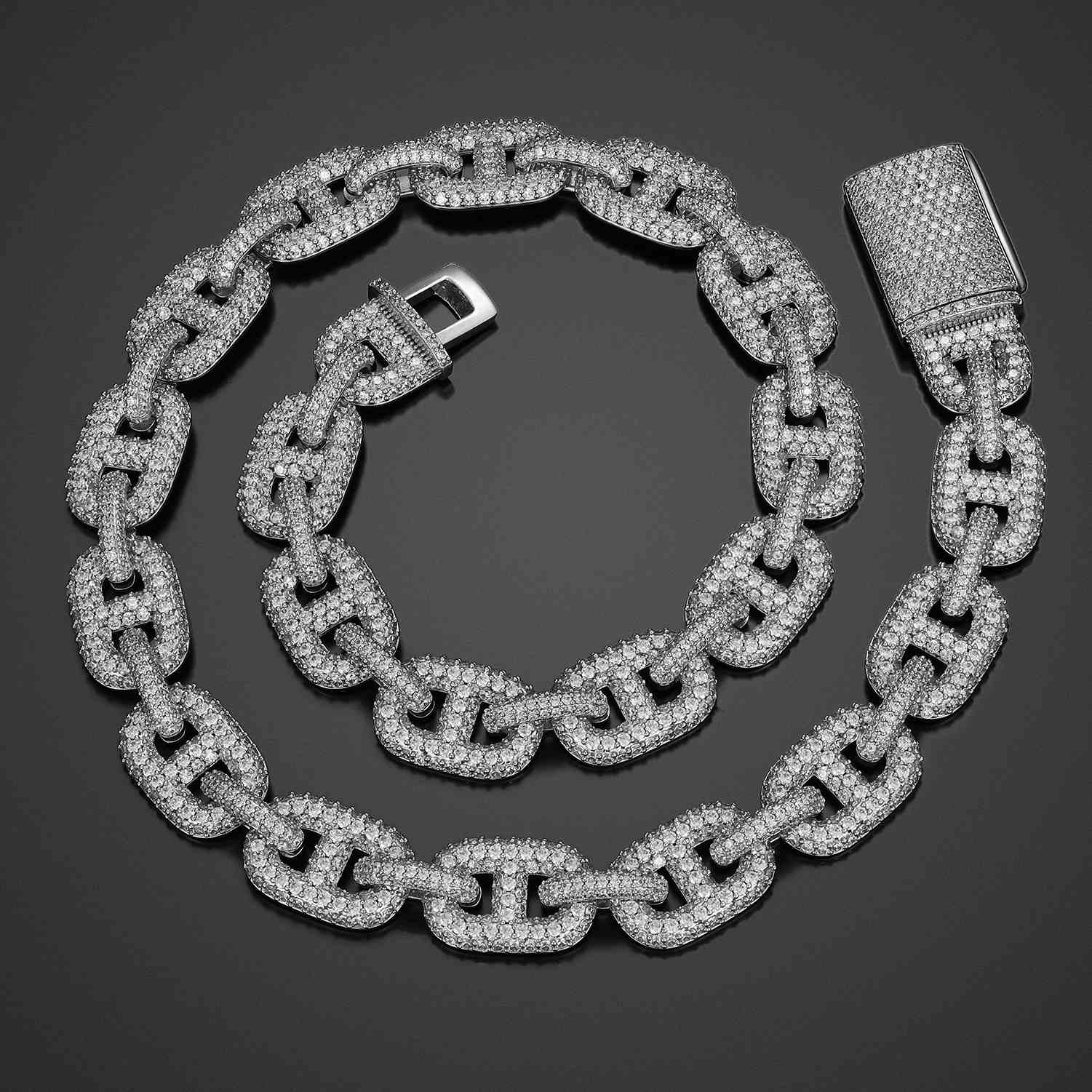 14mm Micro Pave CZ Diamond Valentina Link Chain