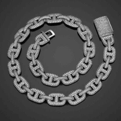 14mm Micro Pave CZ Diamond Valentina Link Chain