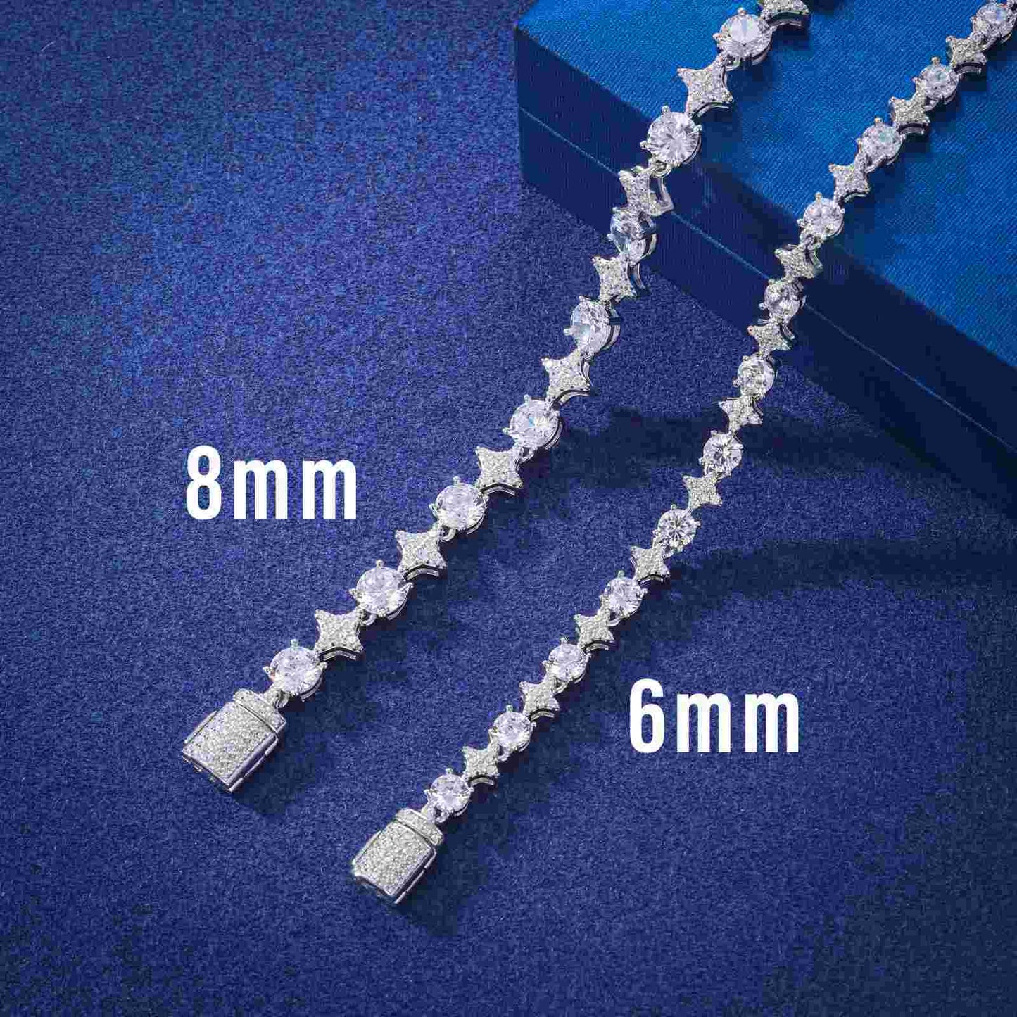 6mm 8mm S925 Moissanite Star Tennis Bracelet