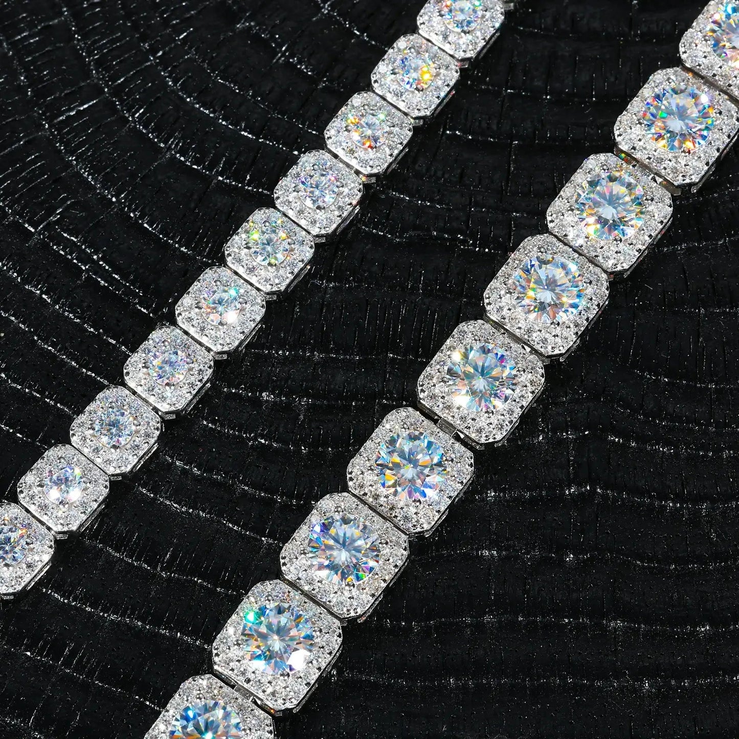 8mm S925 Moissanite Square Halo Tennis Bracelet
