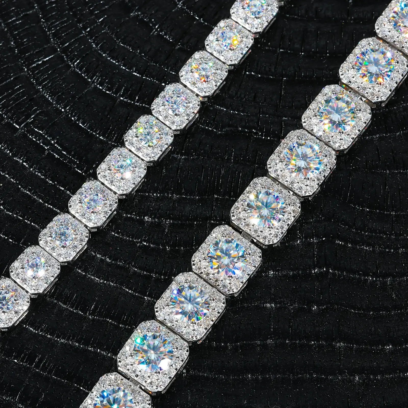 8mm S925 Moissanite Square Halo Tennis Bracelet