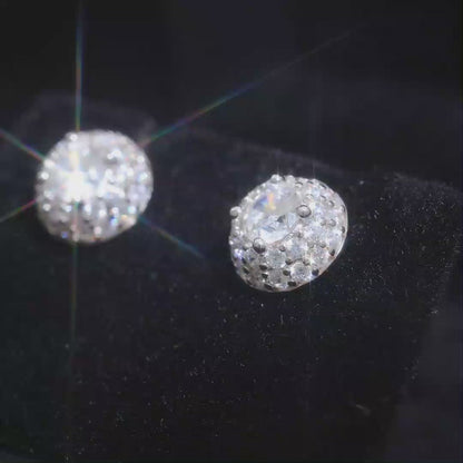 S925 Moissanite Hemisphere Halo Stud Earring
