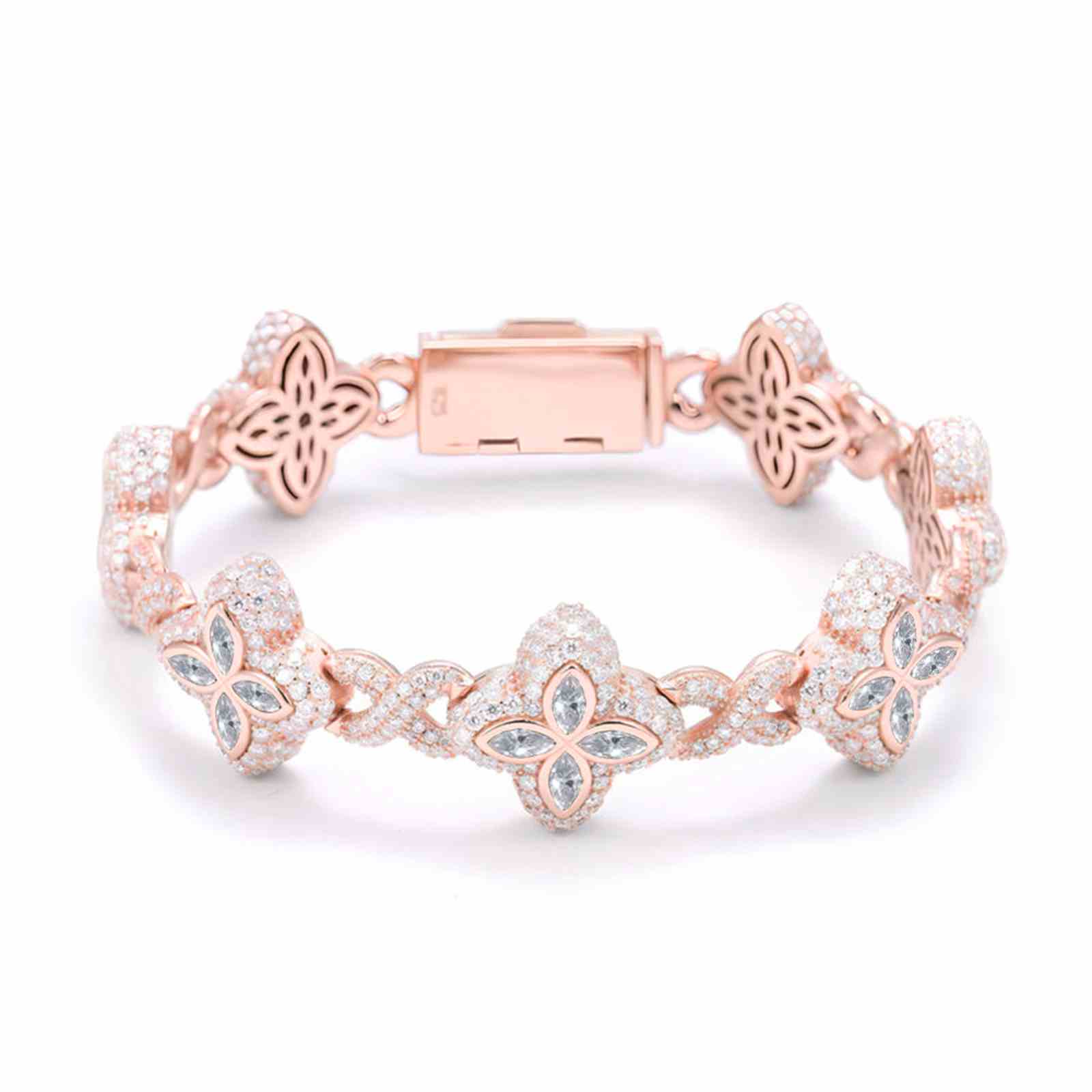 20mm S925 Moissanite Four Leaf Clover Infinity Link Bracelet