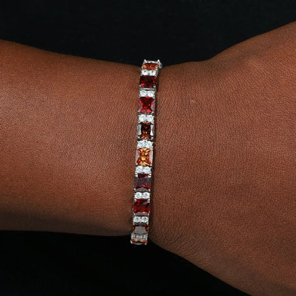 7mm S925 Gradient Color Asscher Cut Tennis Bracelet
