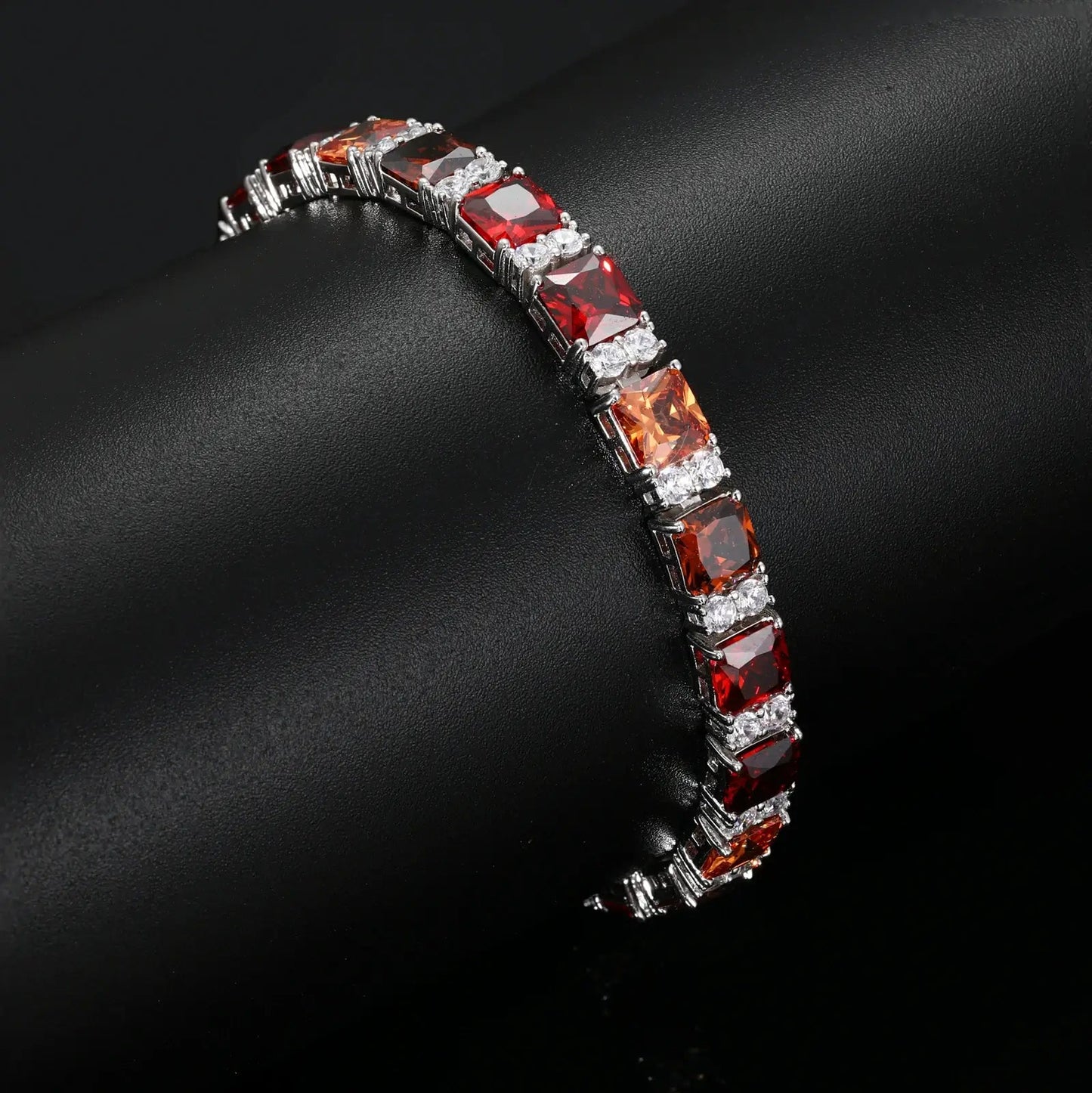 7mm S925 Gradient Color Asscher Cut Tennis Bracelet