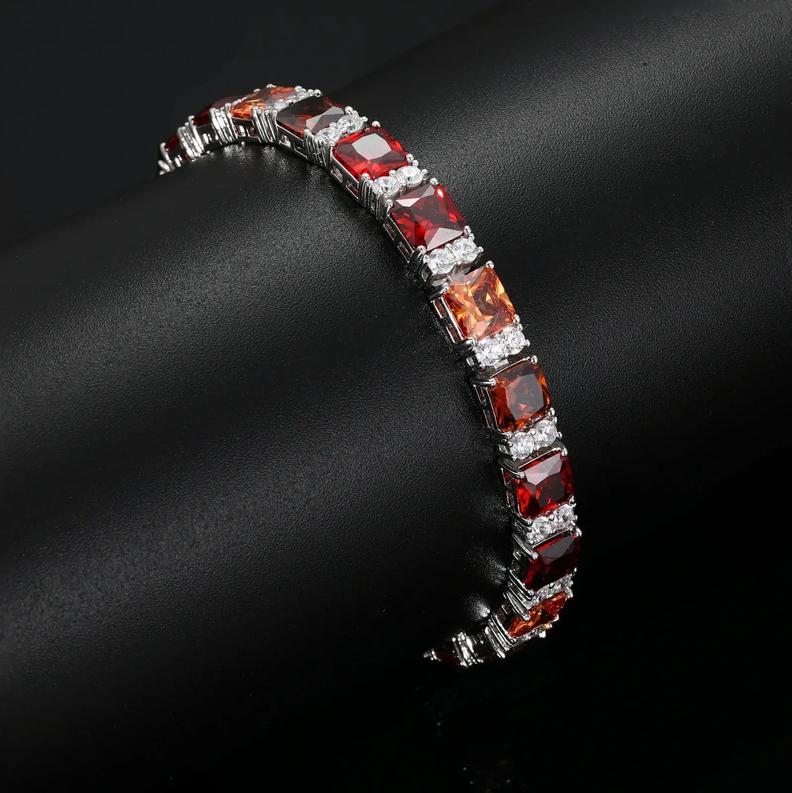 7mm S925 Gradient Color Asscher Cut Tennis Bracelet