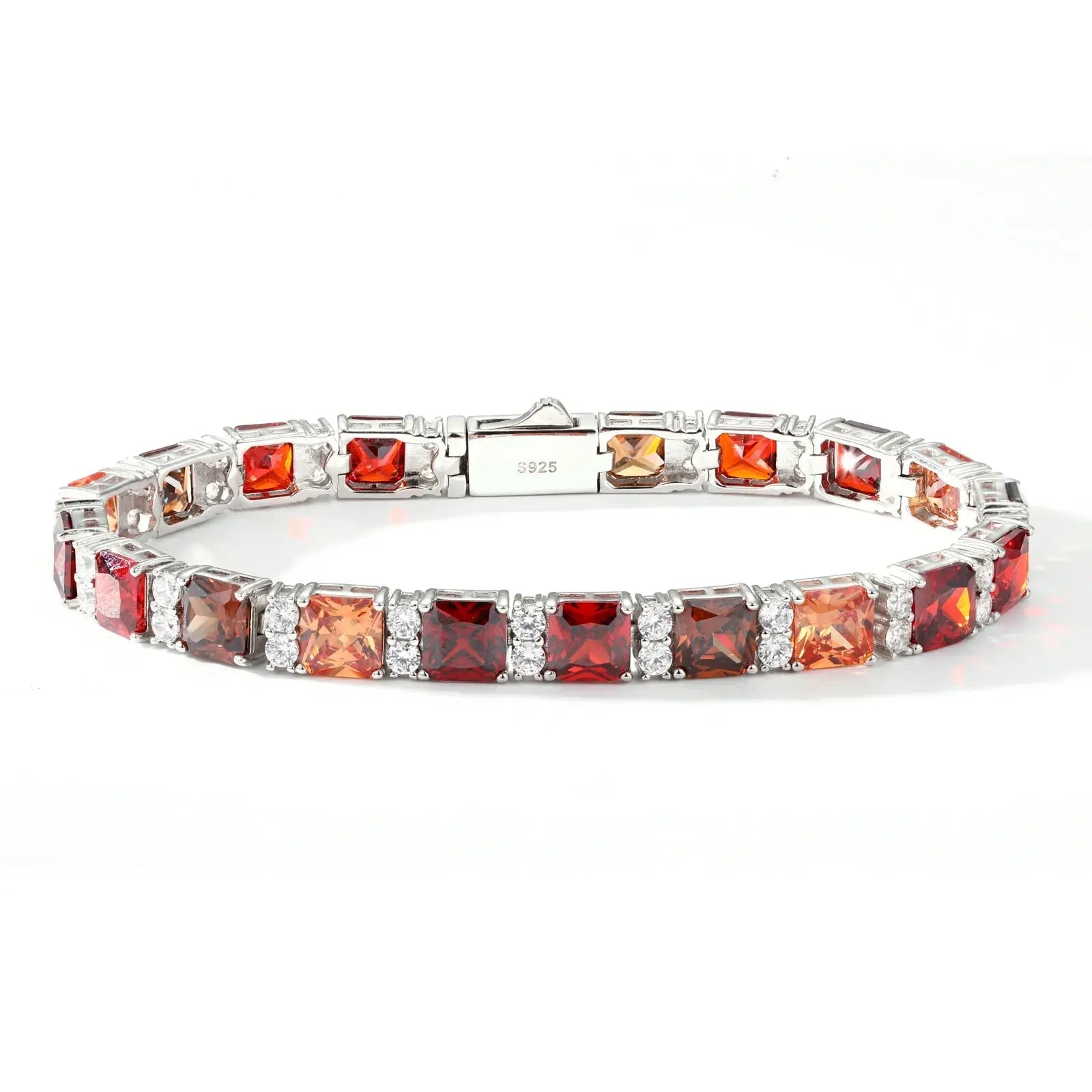 7mm S925 Gradient Color Asscher Cut Tennis Bracelet