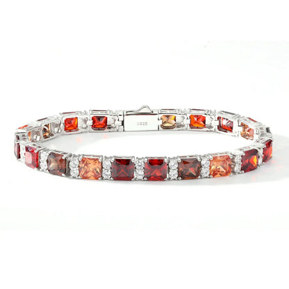 7mm S925 Gradient Color Asscher Cut Tennis Bracelet