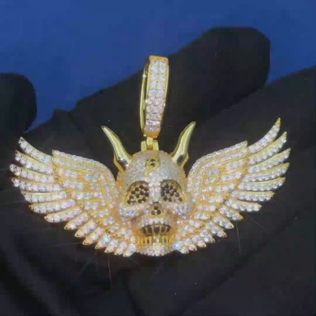 S925 Moissanite King of Skeleton Pendant With Wing