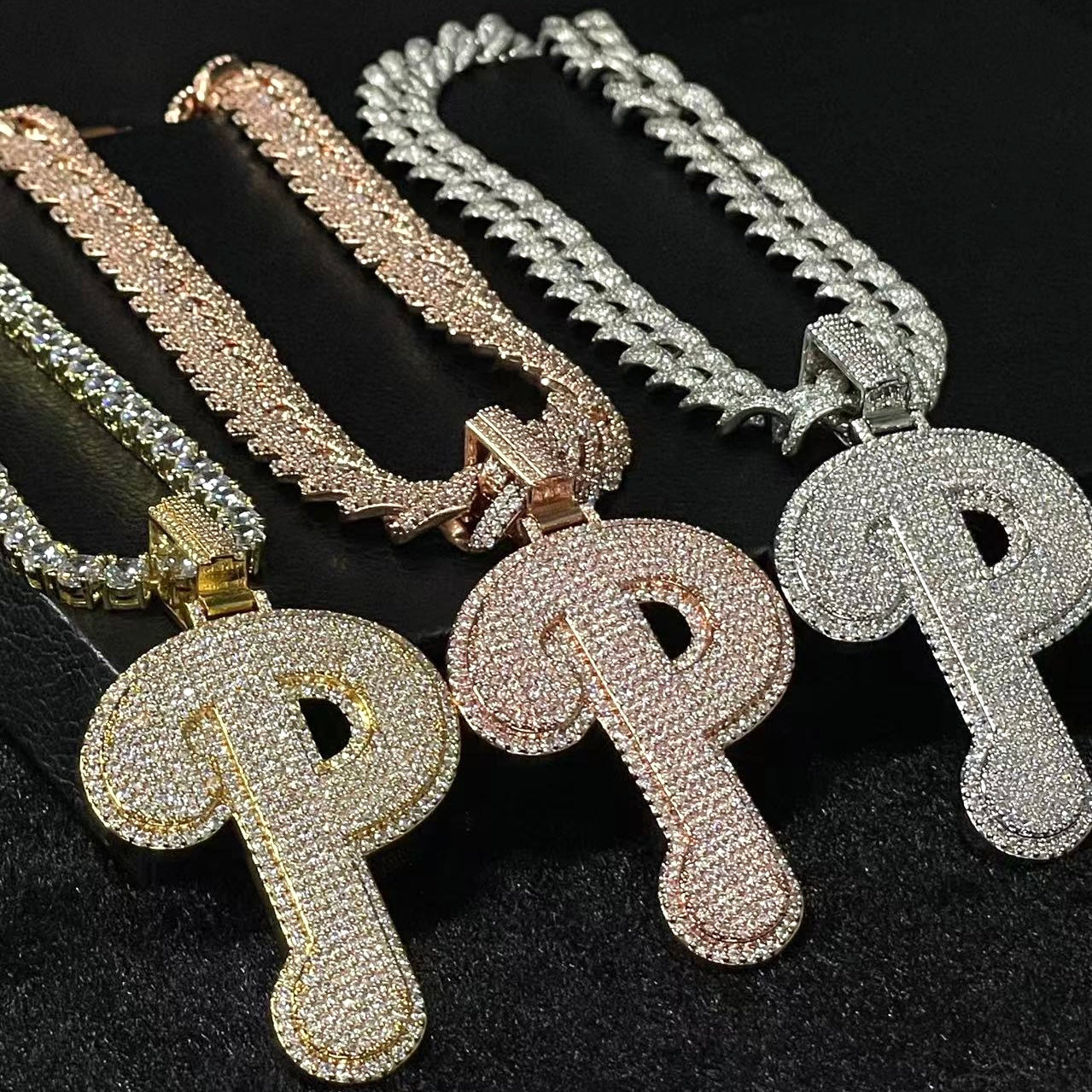 S925 Moissanite Sparkle Letter "P" Pendant