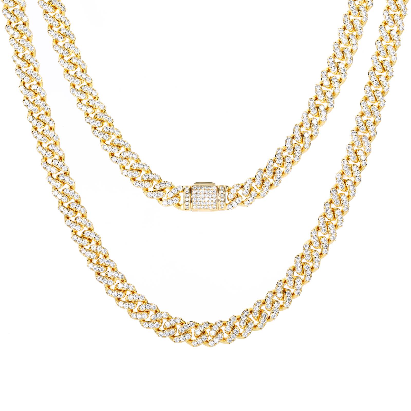 8mm Prong 1 Row CZ Diamond Cuban Link Chain