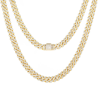 8mm Prong 1 Row CZ Diamond Cuban Link Chain