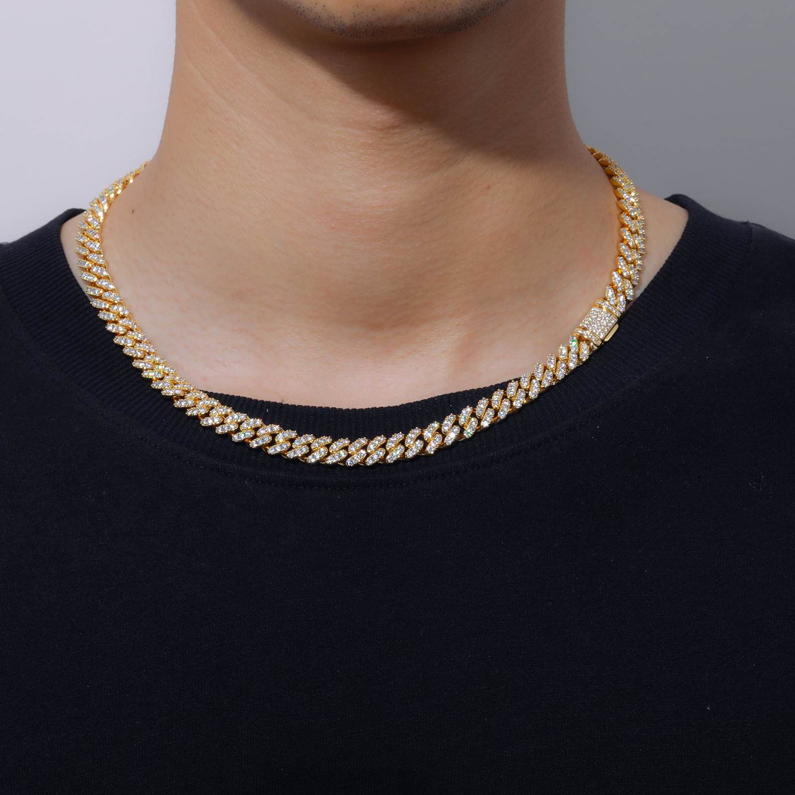 8mm Prong 1 Row CZ Diamond Cuban Link Chain
