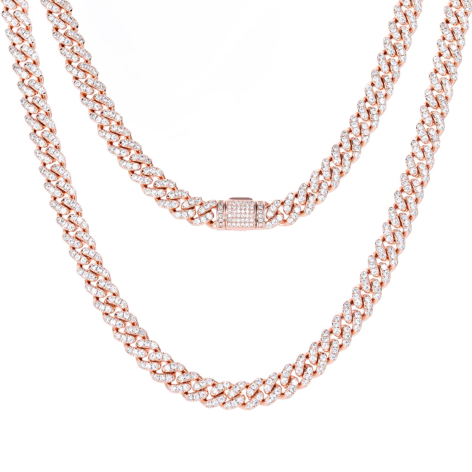 8mm Prong 1 Row CZ Diamond Cuban Link Chain