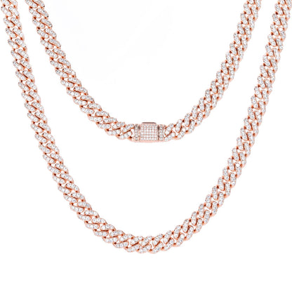 8mm Prong 1 Row CZ Diamond Cuban Link Chain