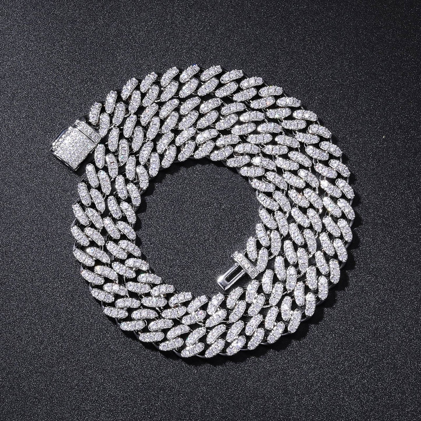 8mm Prong 1 Row CZ Diamond Cuban Link Chain