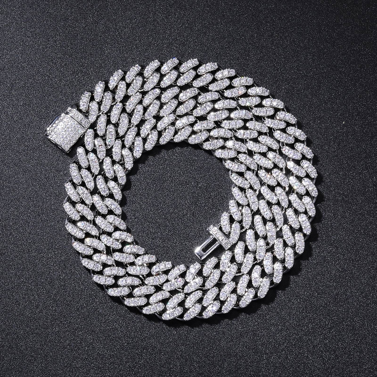8mm Prong 1 Row CZ Diamond Cuban Link Chain