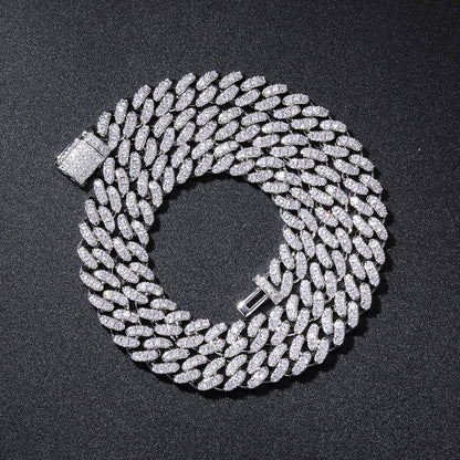 8mm Prong 1 Row CZ Diamond Cuban Link Chain